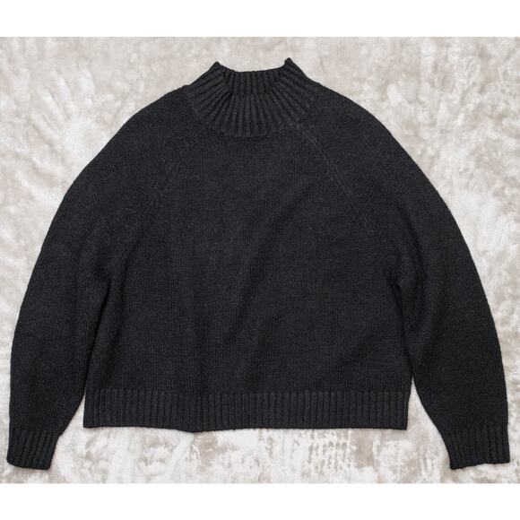 Old Navy Black Pullover Mock Neck Cropped Sweater Womens Size L - Picture 1 of 12
